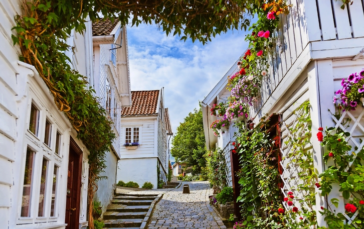 Straße im alten Zentrum von Stavanger - Norwegen